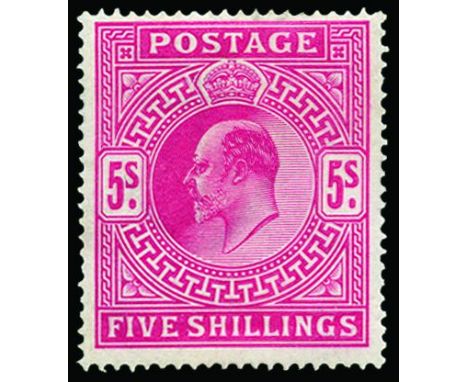 KING EDWARD VII - 1911-13 5s carmine (SG 318), light perf soiling at top, large part o.g., cat £425