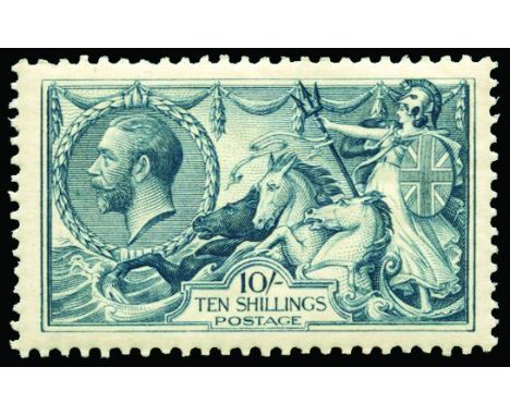 KING GEORGE V - 1918-19 Bradbury Wilkinson "Seahorses" 10s dull grey-blue (SG 417) fine large part o.g., cat £475