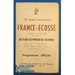 1953 France v Scotland Rugby Programme: Very well-preserved 'French Flimsy' with scorers neatly