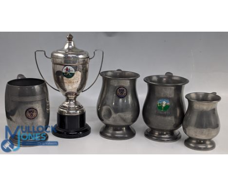 1966-1972 Shropshire Senior Cup Trophies Awards - a selection of pewter tankards and a cup all awarded to George Jagger Telfo