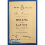 1953 Ireland v France Rugby Programme: Last at Belfast, great evocative adverts: 'Rugger pants,