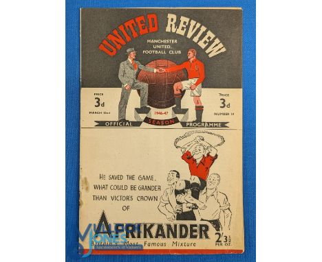 1946/47 Manchester Utd v Everton Div. 1 match programme 22 March 1947; staple removed, small rust marks; fair. (1)