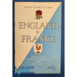 1953 England v France Rugby Programme: New magazine-style Programme Publications Ltd. Edition. VG