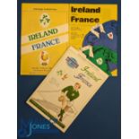 1981, 83 & 85 Ireland v France Rugby Programmes (3): Colourful variety of cover designs on these