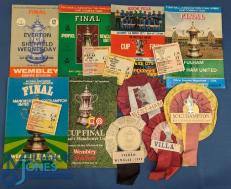 Cup Final Football Selection, programmes, rosettes and tickets (13) features 1966 FA Cup Final football programme, 1974 FA Cu