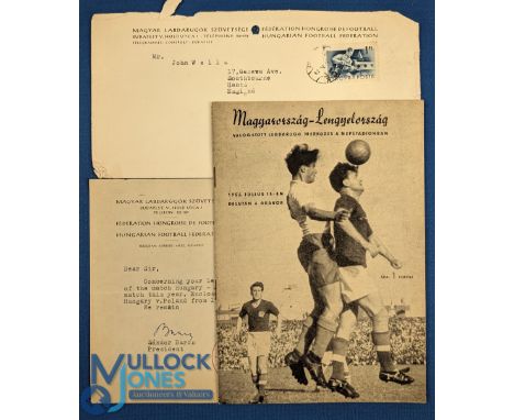 1956 Hungary v Poland international friendly match programme 15 July 1956 at the Nepstadium, Budapest accompanied by letter f
