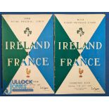 1957 & 59 Ireland v France Rugby Programmes (2): Standard packed Dublin issues. Both VG