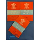 1954, 56 & 58 Wales v France Rugby Programmes (3): Standard Cardiff magazine style examples for
