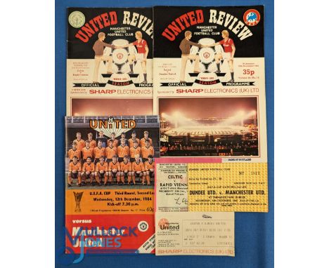1984/85 UEFA Cup match programmes Manchester Utd v Dundee Utd and match ticket, Dundee Utd v Manchester Utd and match ticket 