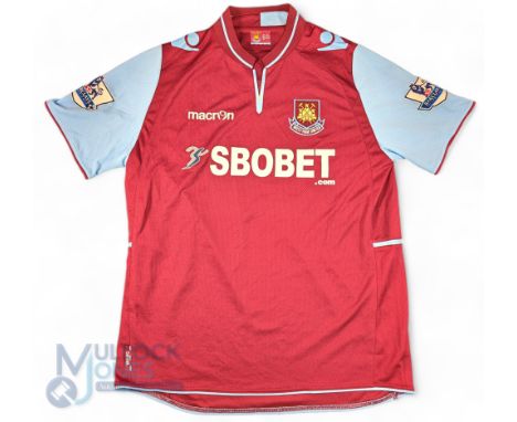 2012/13 Emanuel Pogatez No 19 West Ham United match worn home football shirt v Tottenham Hotspur 25 Feb, claret and blue, Pre