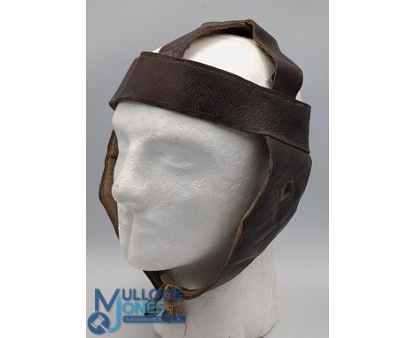 1920s Genuine Vintage Leather Rugby Scrum Cap: Not many left, this classic headgear with padded ear-holes etc, in VG conditio