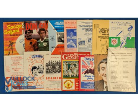 1982/83 Manchester Utd friendly match programmes aways Halifax Town (single sheet), Oldham Athletic, Aldershot, Glentoran, St