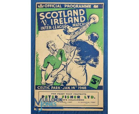 1948 Scotland v Ireland International League match programme 14 January 1948 at Celtic Park; slight crease, staple loose (sti