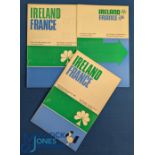 1969, 71 & 73 Ireland v France Rugby Programmes (3): A trio of the full, fine Dublin programmes. VG