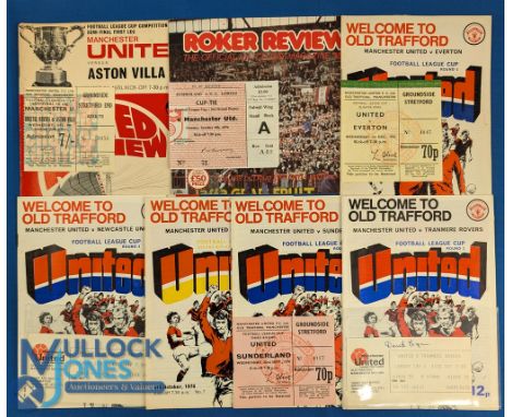 1970/71 Manchester Utd v Aston Villa FLC semi/final 9 December 1970 match programme + Stretford End match ticket; 1976/77 FLC