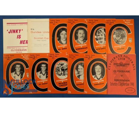 Selection of Clydebank FC home match programmes 1970/71 Dundee Utd (Scottish Cup), 1971/72 Celtic (SLC), 1977/78 St Mirren (O