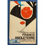 1970 France v England Rugby Programme: Traditional Colombes material, good pics too. G/VG