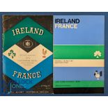1965 & 67 Ireland v France Rugby Programmes (2): Different covers for each of these mid-60s Dublin