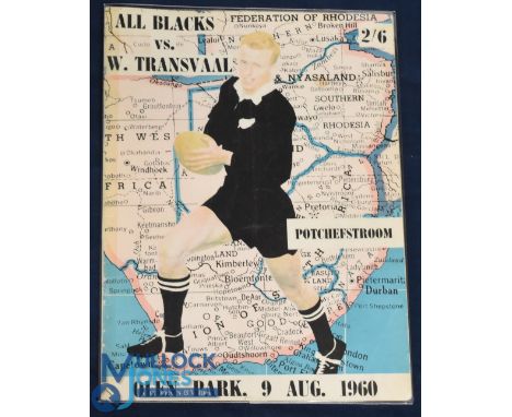 1960 Western Transvaal v NZ All Blacks Rugby Programme: Great dramatic coloured cover, so good vendor wondered if original: w