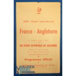 Scarce 1956 France v England Rugby Programme: 'French Flimsy' which has survived in pleasingly