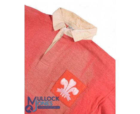 1930s Wales Schools International Rugby Jersey: Forsyth's made, scarlet jersey, stitched on square patch with traditional thr