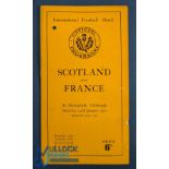 1950 Scotland v France Rugby Programme: One clean p/hole and, like a valuable Penny Black (?!), it