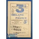 1947 Ireland v France Rugby Programme: Grubby to centre pp. otherwise G as a glory era in Irish