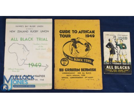 1949 NZ All Blacks Rugby Tour to S Africa Items (3): Small but splendid &amp; attractive 40pp UTC All Blacks Souvenir Brochur