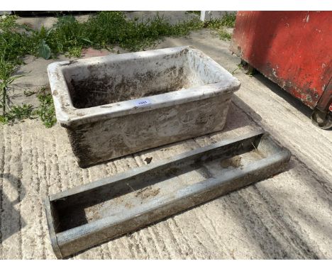 A SMALL GALVANISED TROUGH AND A SMALL BELFAST SINK (W:52CM) 