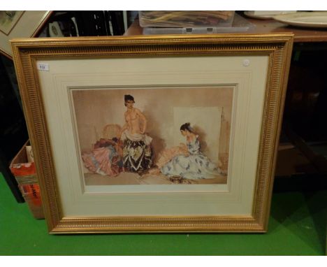 A LARGE GILT FRAMED LIMITED EDITION SIGNED PRINT 88CM X 74CM 