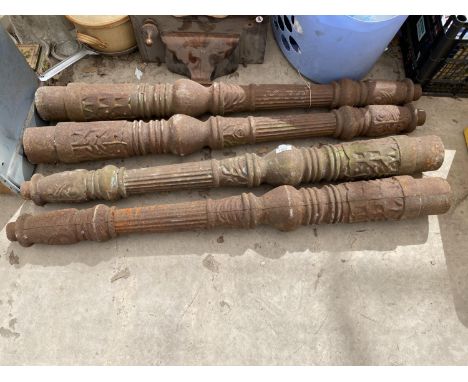 FOUR CAST IRON RAILING POSTS 