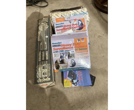 AN ASSORTMENT OF ITEMS TO INCLUDE A CAMERA TRIPOD AND CCTV CAMERA KITS ETC 