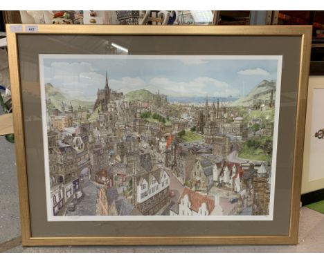 A FRAMED LIMITED EDITION 'MEMORIES OF EDINBURGH' PRINT BY STUART MOORE 427/1500 
