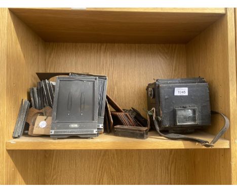 A VINTAGE ENSIGN POPULAR CAMERA AND VINTAGE CAMERA SLIDES ETC 