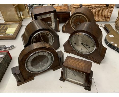 A SELECTION OF SIX MANTEL CLOCKS TO INCLUDE TWO ENFIELD AND ONE FRANCIS 