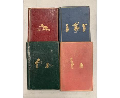 FOUR A.A MILNE VINTAGE BOOKS, INCLUDING A FIRST EDITION 'HOUSE AT POOH CORNER' 1928.'WINNIE THE POOH' 1928'NOW WE ARE SIX'  1