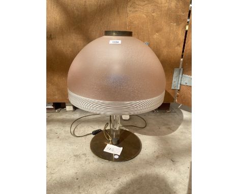 A MODERN GLASS TABLE LAMP WITH DOMED SHADE 