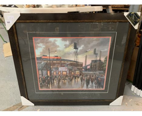 A FRAMED LIMITED EDITION 'GOING TO THE MATCH' MANCHESTER UNITED PRINT BY STEVEN SCHOLES 3/195 