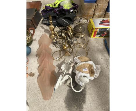 A LARGE QUANTITY OF DECORATIVE LAMPS AND LIGHT FITTINGS ETC 