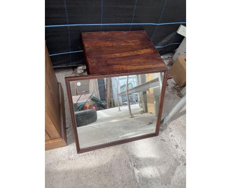 A HARDWOOD LAMP TABLE AND MIRROR 