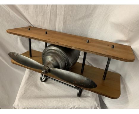 A WALL SHELF IN THE FORM OF A VINTAGE AEROPLANE WIDTH: 60CM 