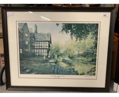 A FRAMED LIMITED EDITION MALCOLM BUTLER PRINT 'THE PACKET HOUSE AND BOAT STEPS WORSLEY' 322/500 