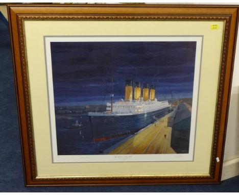 Collection of modern Titanic memorabilia including signed Simon Fisher print 'By Dawns Early Light' also signed photograph of