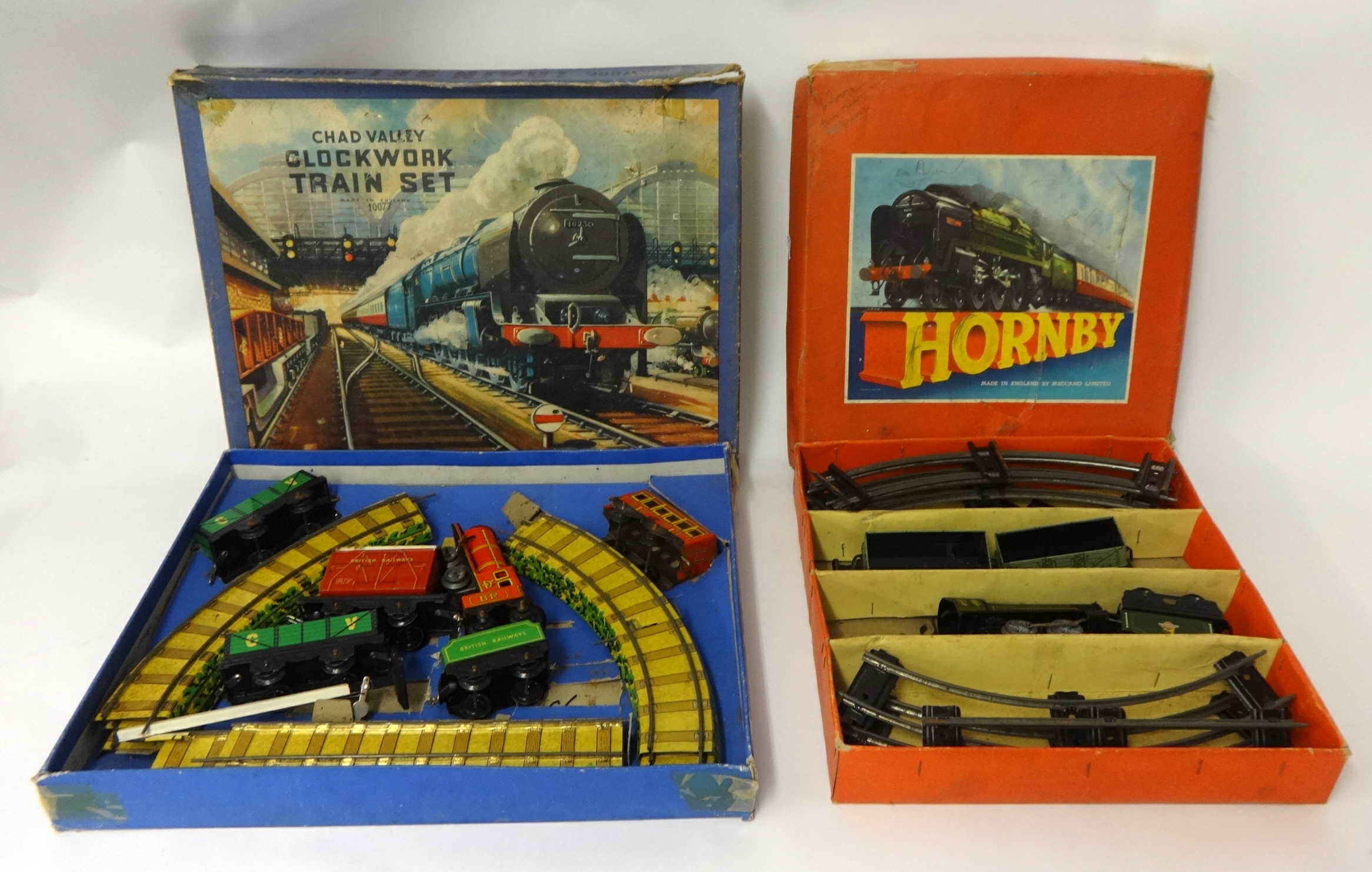 Hornby gauge O goods set No 20, Chad Valley clockwork train set and ...