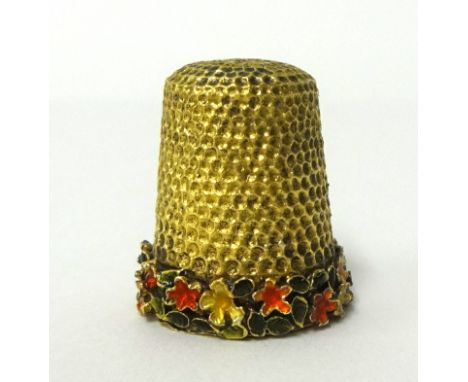 Stuart Devlin a gold thimble decorated with flowers
