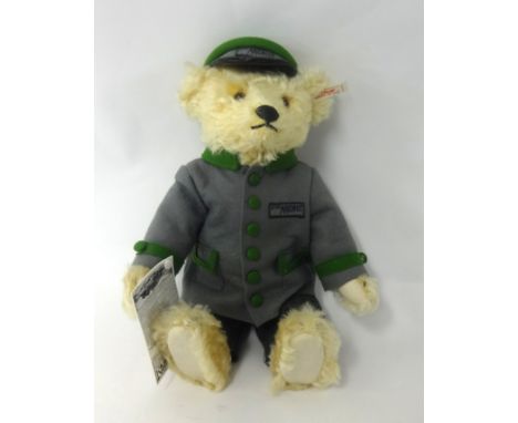 Steiff 'Harlekin Blue Bear 1925', Club Edition, 2000/1boxed, 35cm, Steiff 'Berlin Blond Postman Bear', 1998, boxed, 30cm t/w 