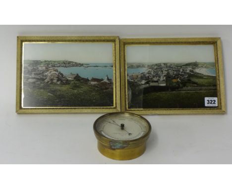 Negretti and Zambra barometer and two Scilly Isles photographs (formally from a Scilly's Coastguard,)
