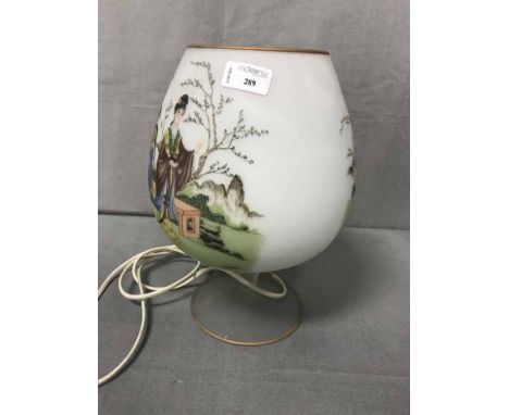 COLLECTION OF GLASS AND CRYSTAL WAREincluding an opaque lamp with Chinese decoration 