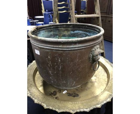 BRASS PLANTER with lion handles 