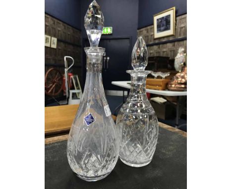 EDINBURGH CRYSTAL DECANTER presented for golfing competition in Strathaven; along with another similar crystal decanter